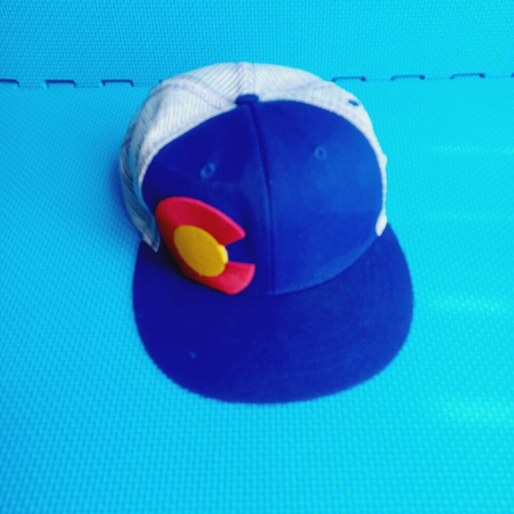 Aksels Colorado Limited Royal Blue Snapback Trucker Cap Hat Red C Logo - Picture 8 of 9